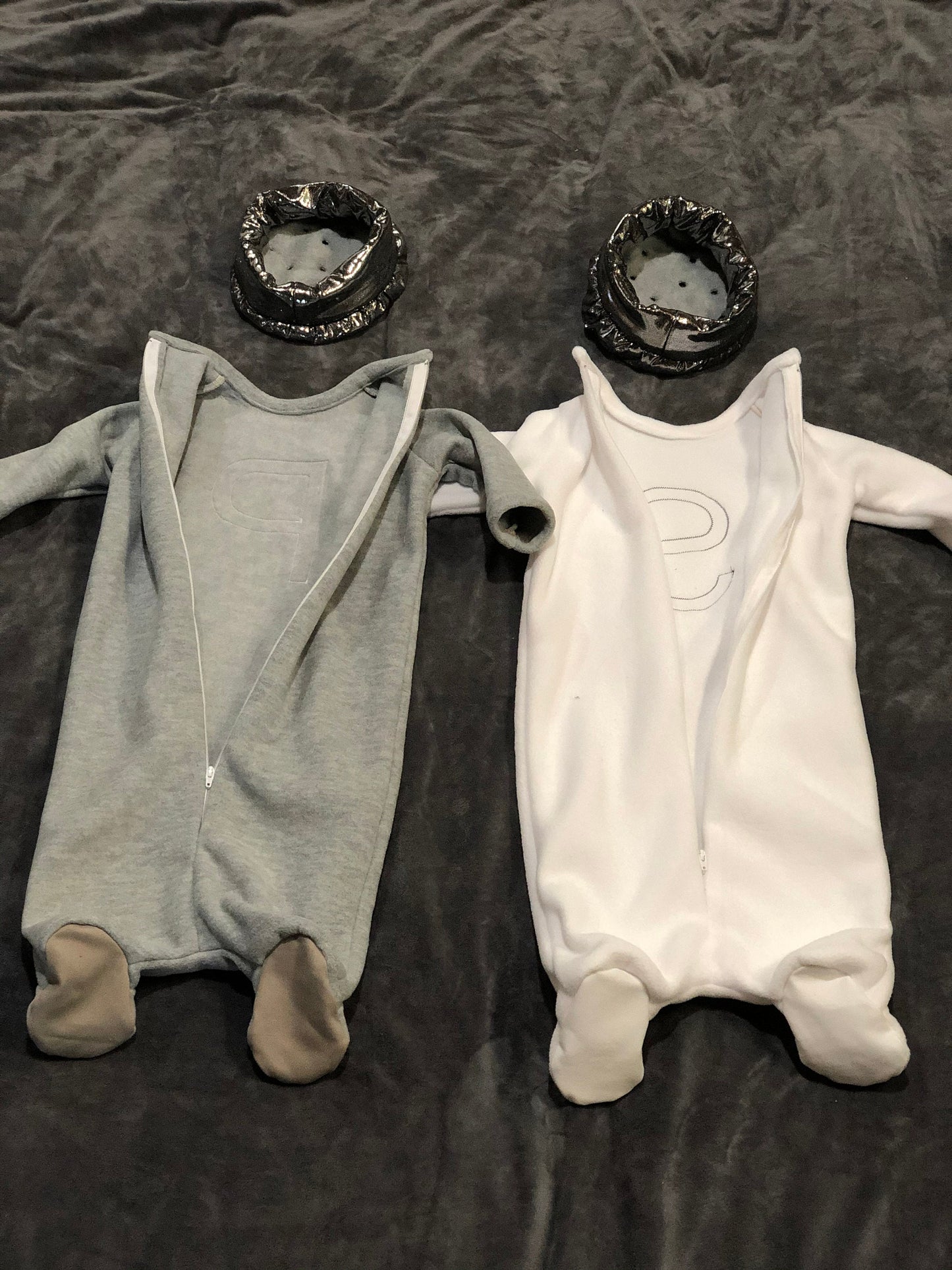 Salt and Pepper Twin Costume: Fleece Halloween Pajamas with Hats