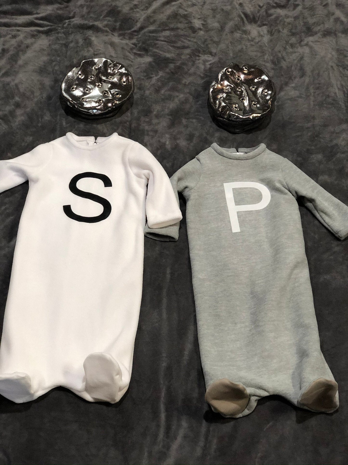 Salt and Pepper Twin Costume: Fleece Halloween Pajamas with Hats