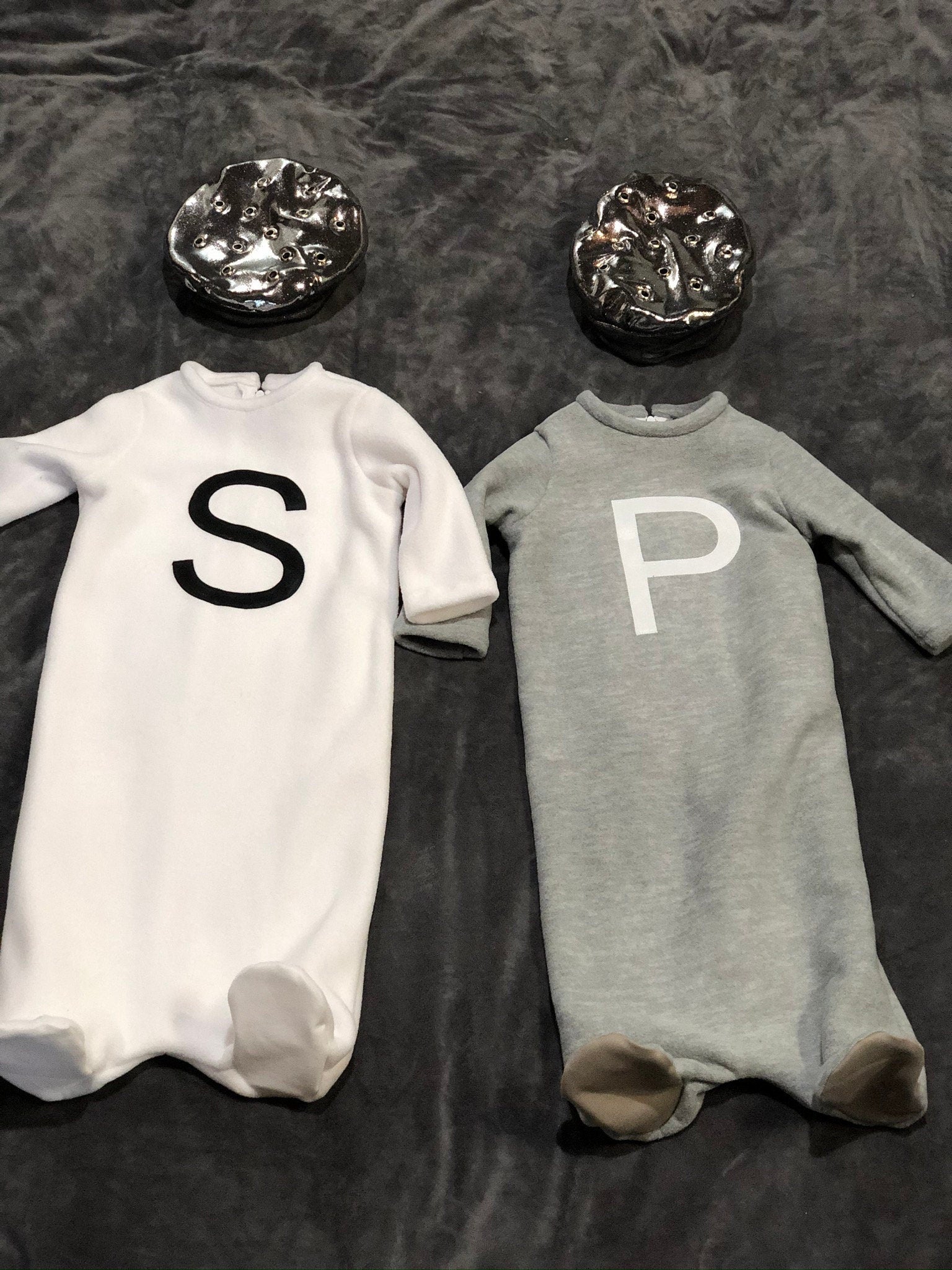 Salt and Pepper Twin Costume: Fleece Halloween Pajamas with Hats
