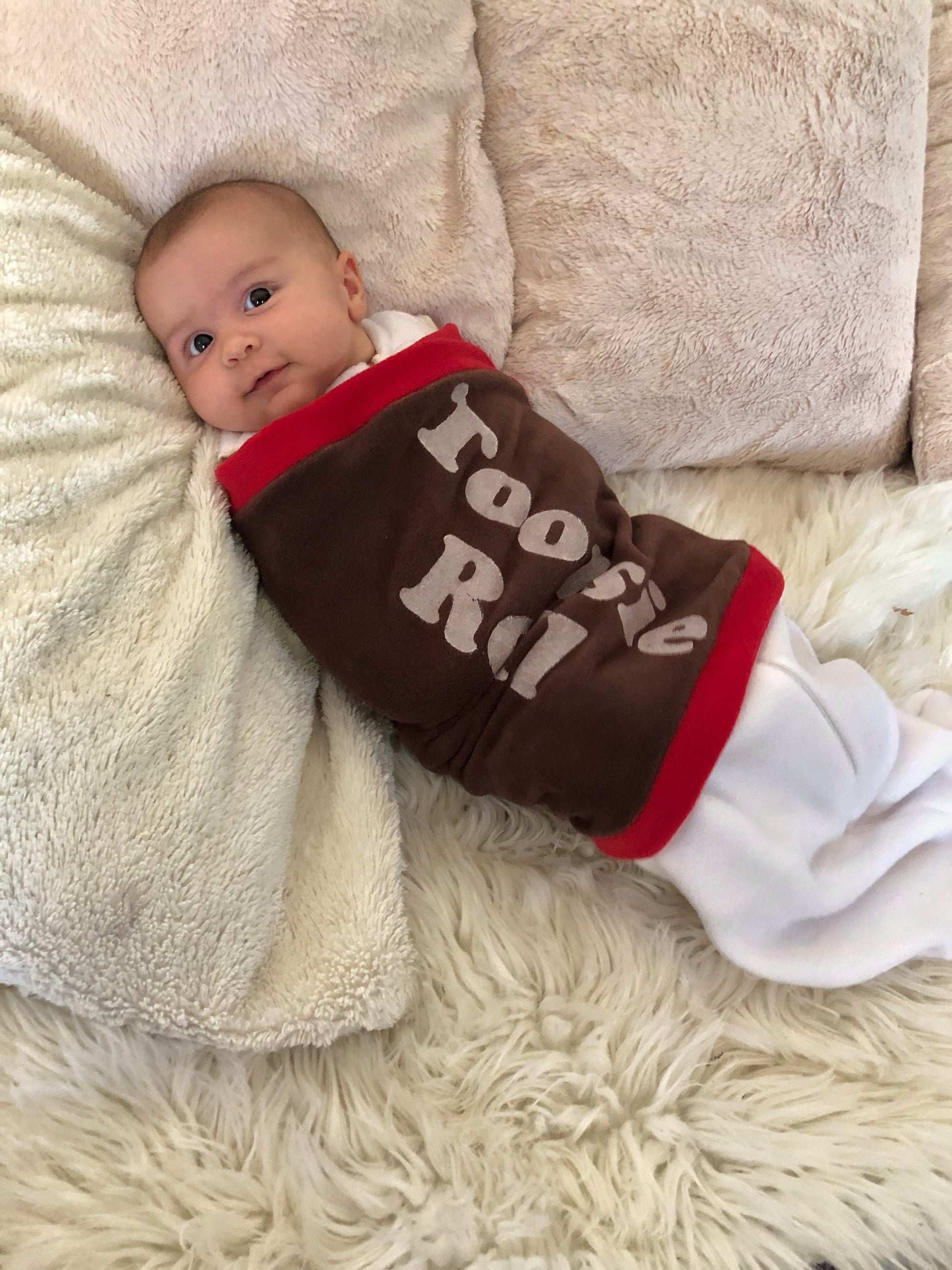 Tootsie Roll Baby Costume: Fleece Swaddle Sack