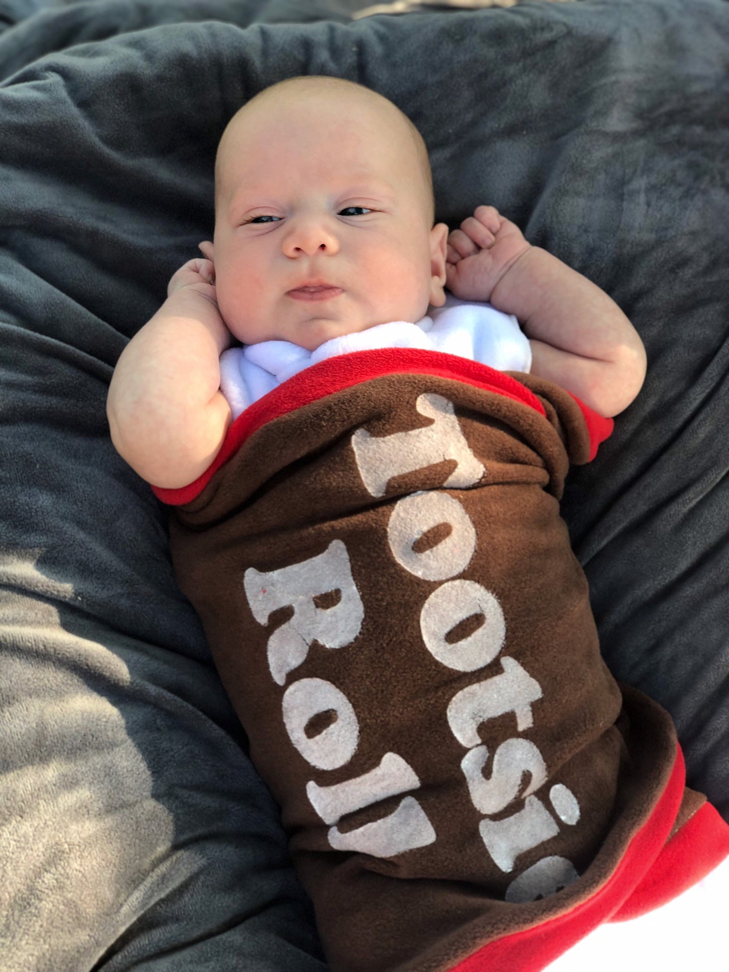 Tootsie Roll Baby Costume: Fleece Swaddle Sack