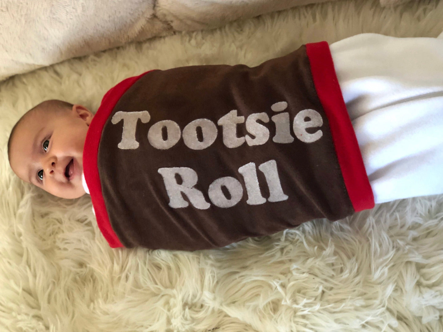 Tootsie Roll Baby Costume: Fleece Swaddle Sack