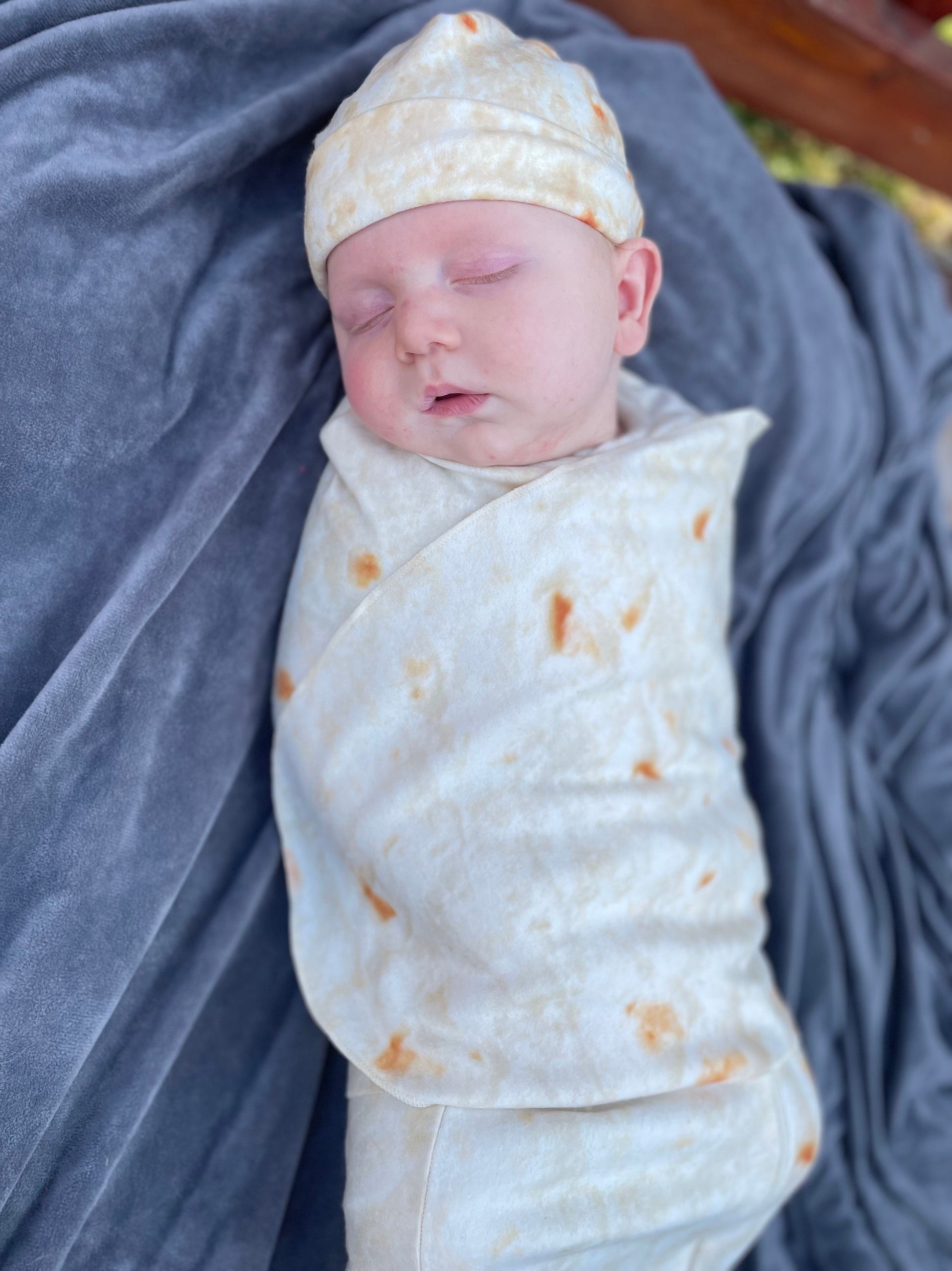 Burrito Baby Costume: Fleece Swaddle Sack with Hat