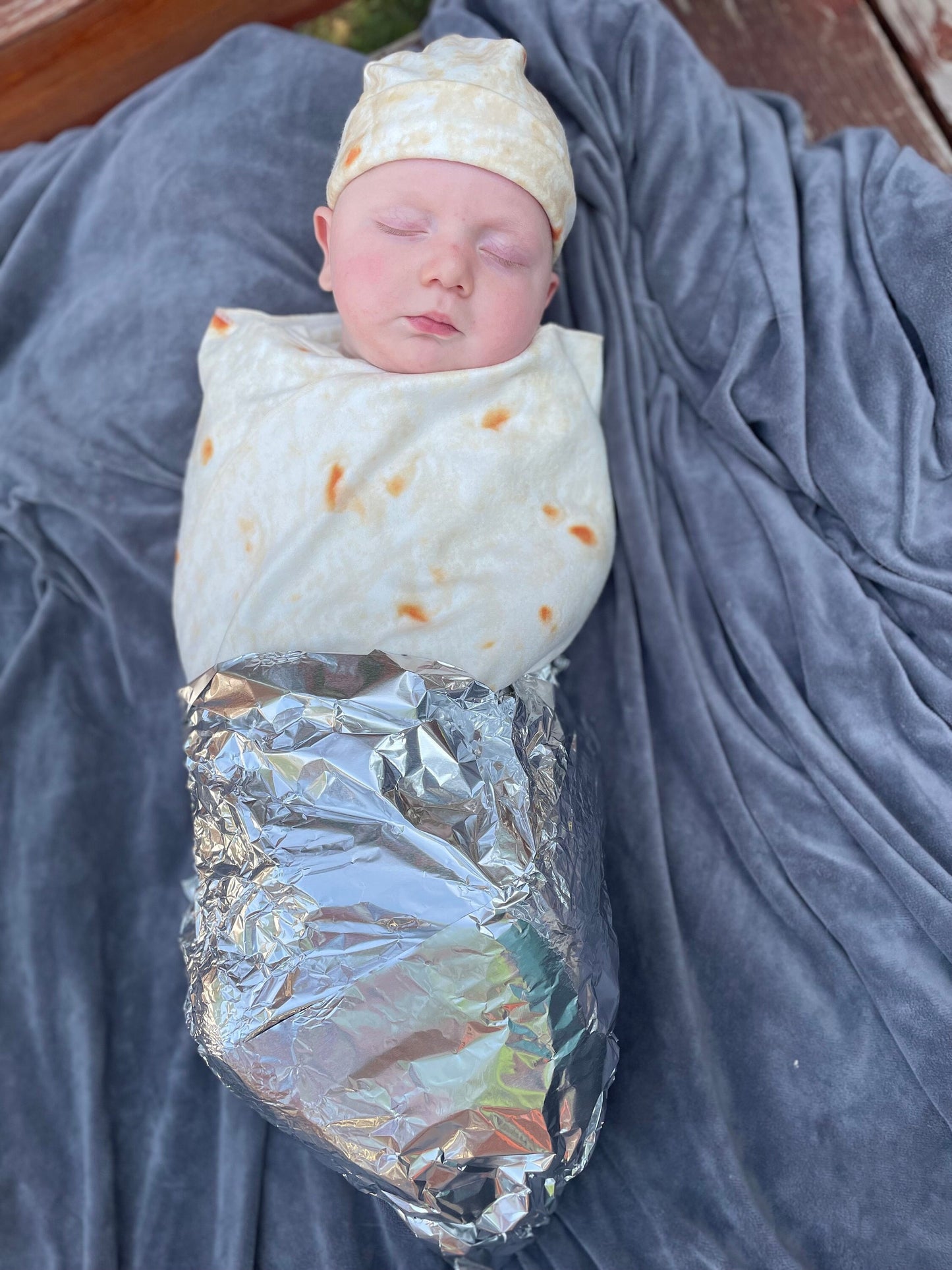 Burrito Baby Costume: Fleece Swaddle Sack with Hat