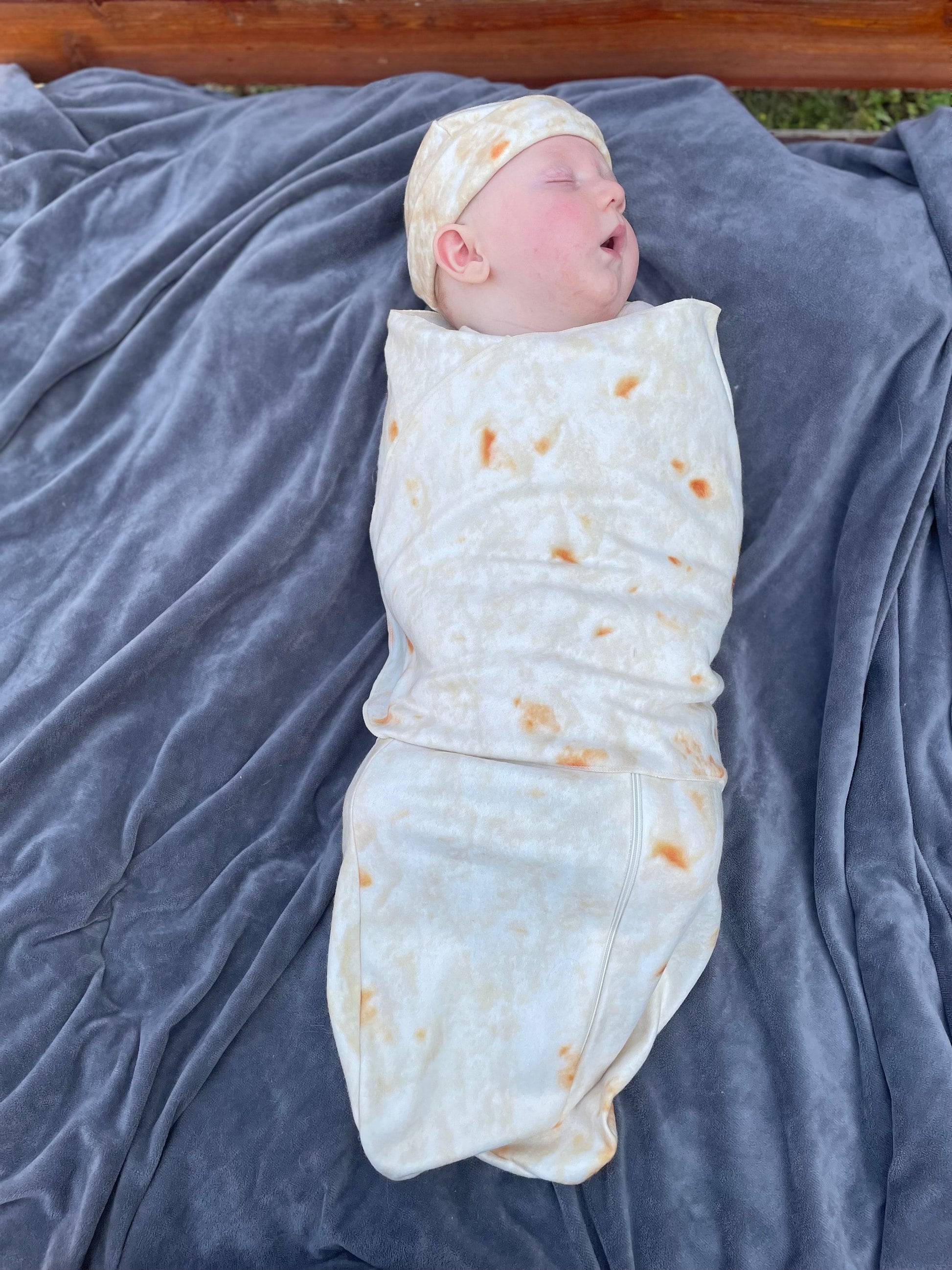 Burrito Baby Costume: Fleece Swaddle Sack with Hat