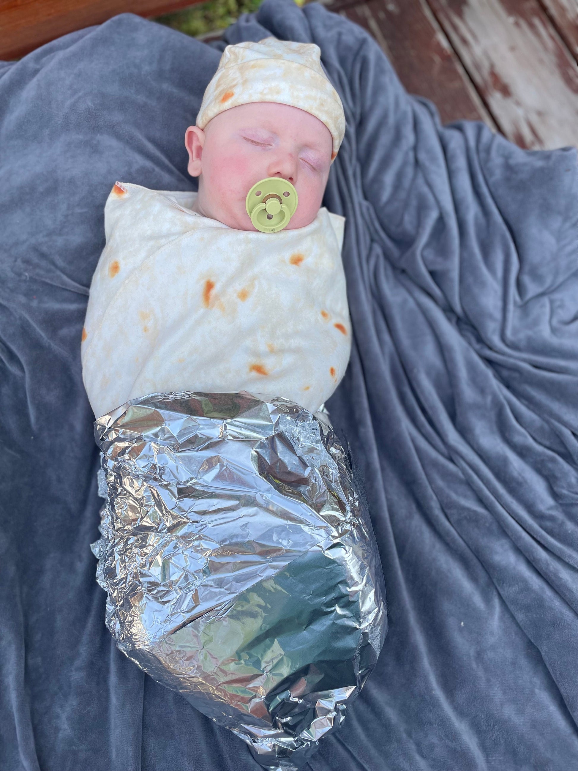 Burrito Baby Costume: Fleece Swaddle Sack with Hat