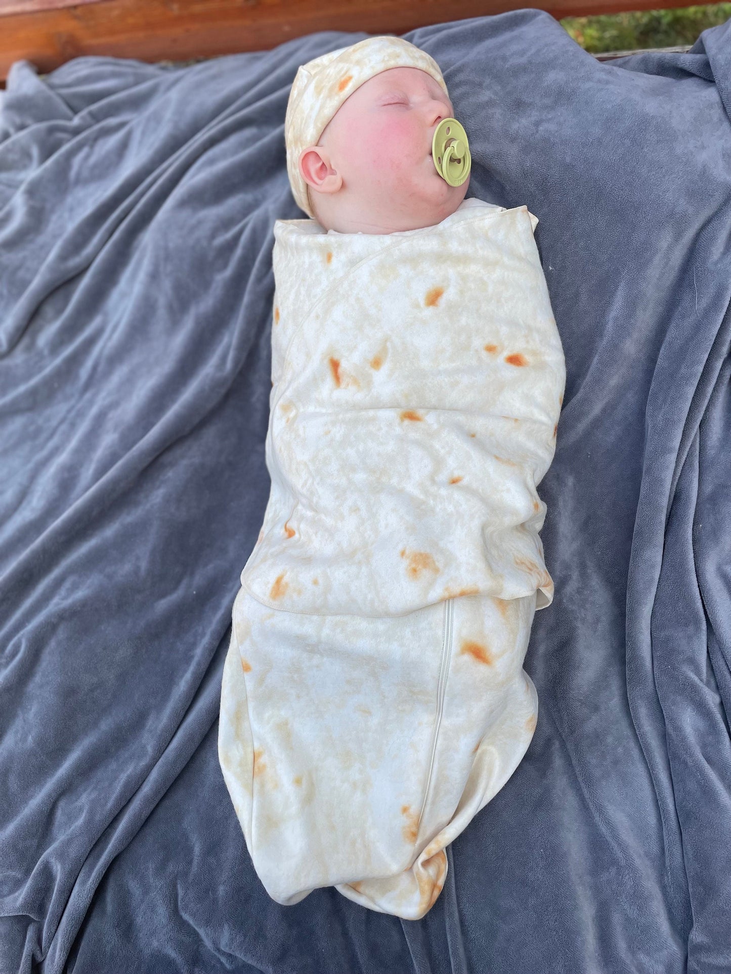 Burrito Baby Costume: Fleece Swaddle Sack with Hat
