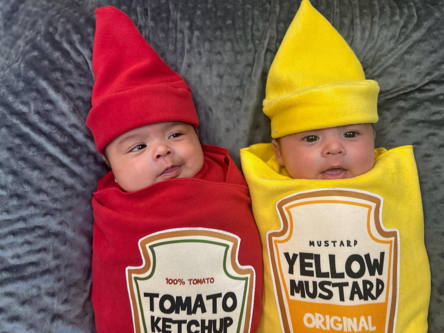 Ketchup and Mustard Twin Baby Costume: Fleece Swaddle Set