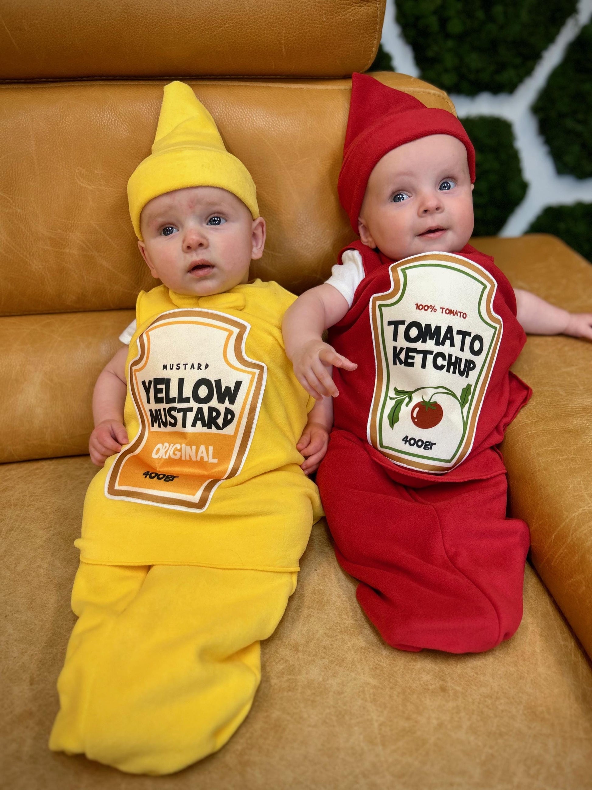 Ketchup and Mustard Twin Baby Costume: Fleece Swaddle Set