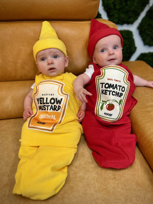 Ketchup and Mustard Twin Baby Costume: Fleece Swaddle Set