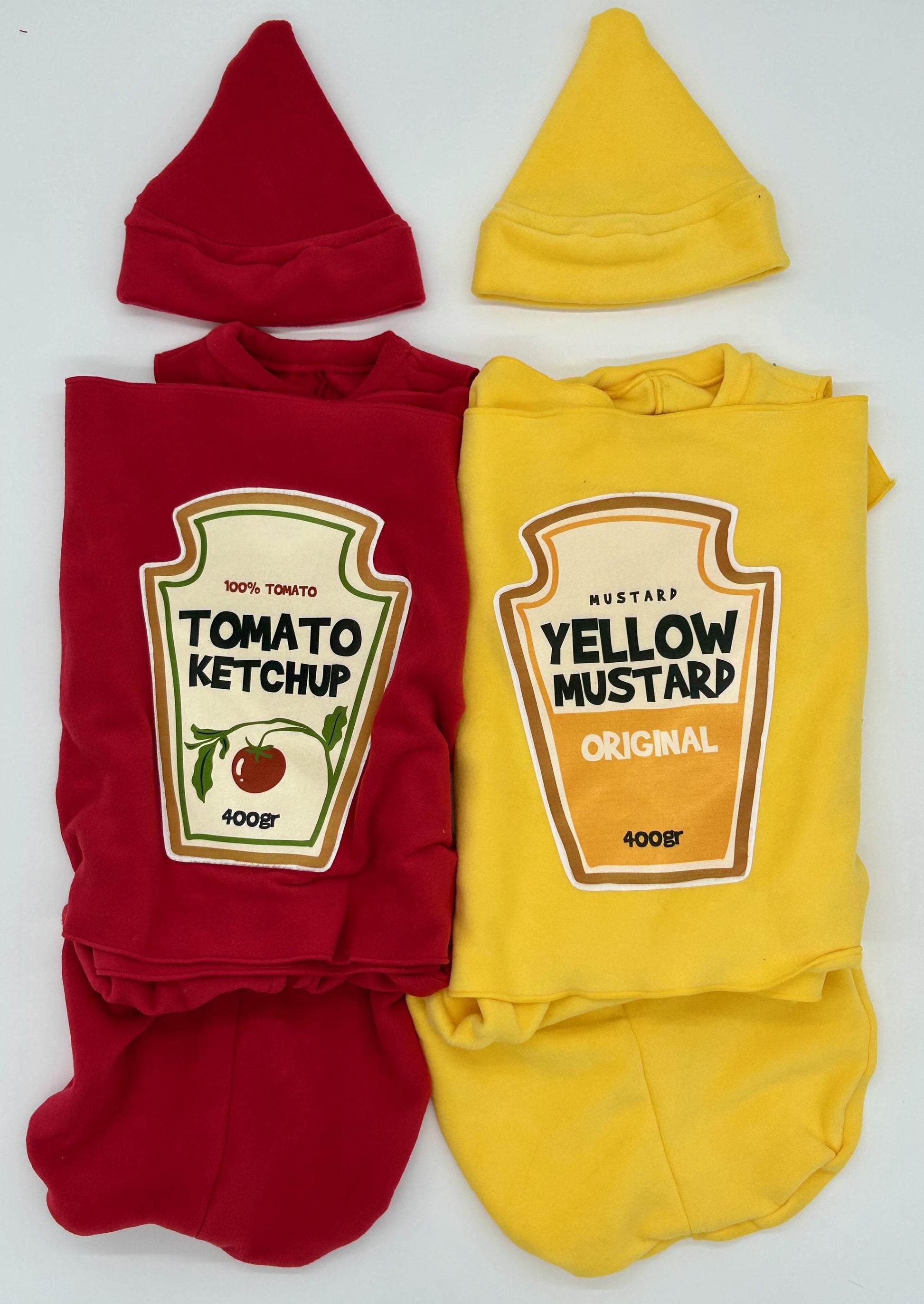 Ketchup and Mustard Twin Baby Costume: Fleece Swaddle Set