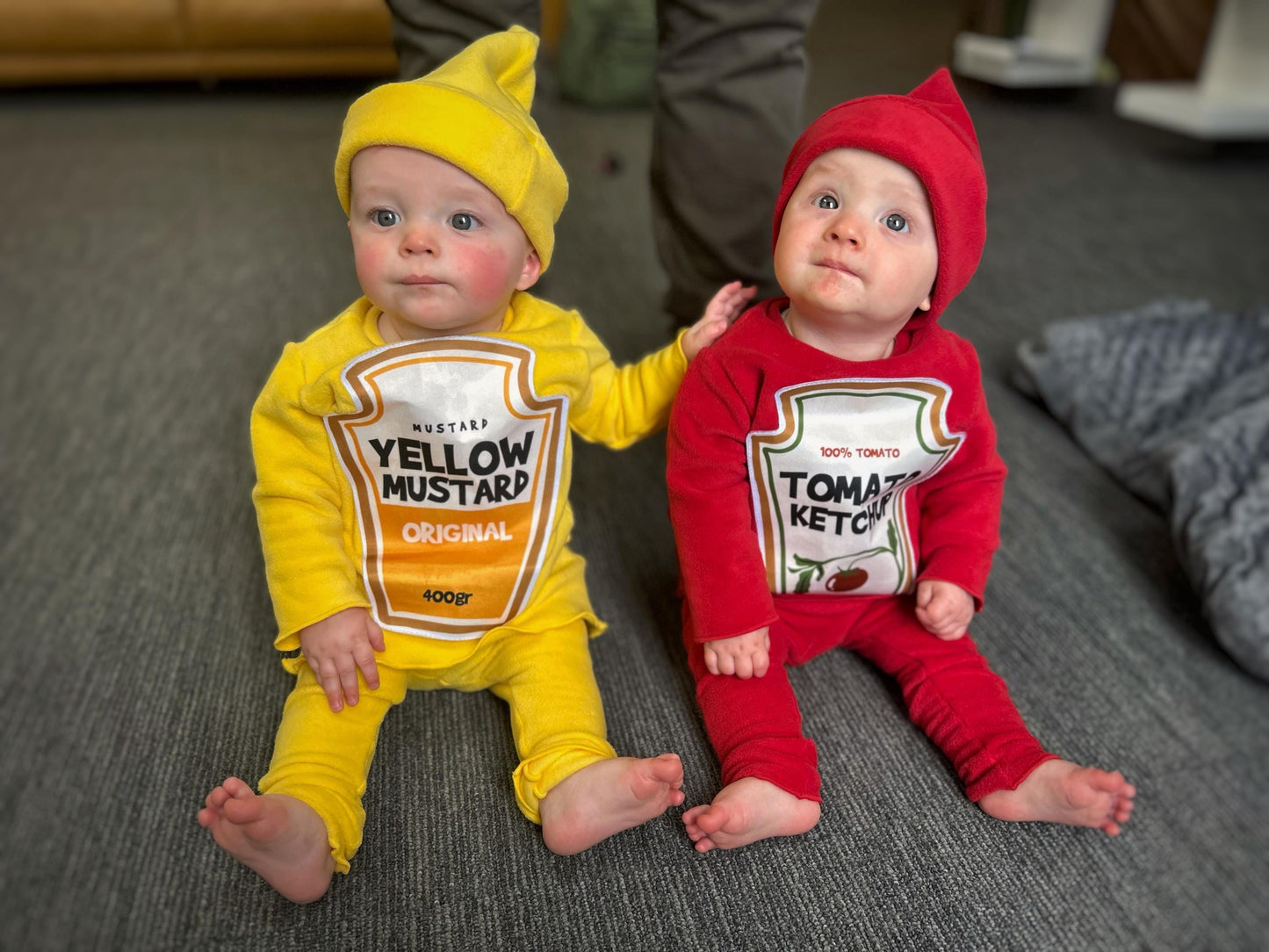 Ketchup and Mustard Twin Costume: Fleece Halloween Pajamas